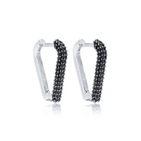 Upside Down Triangle Dark Night CZ Hoop Huggie Earrings