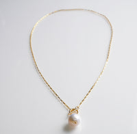 Large Freshwater Necklace 925 Sterling Silver 18K Gold Plated Toggle Statement Paperclip Necklaces