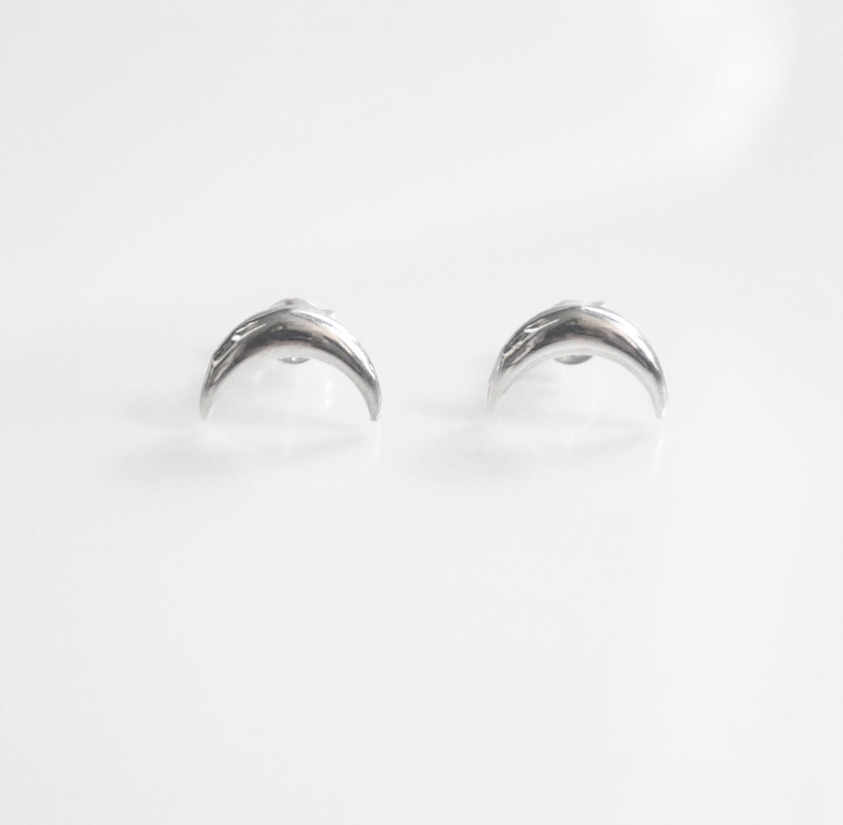 Half Moon .925 Sterling Silver Stud Earrings