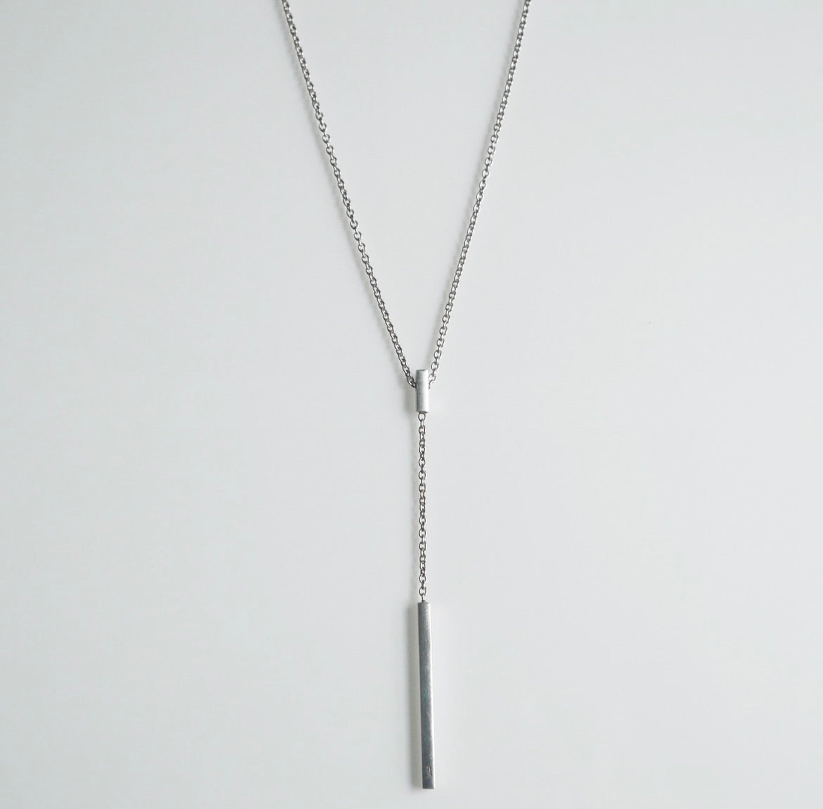 Bar Lariat Silver Necklace, 925 Sterling Silver Y Drop Dainty Hypoallergenic Necklace