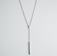 Bar Lariat Silver Necklace, 925 Sterling Silver Y Drop Dainty Hypoallergenic Necklace