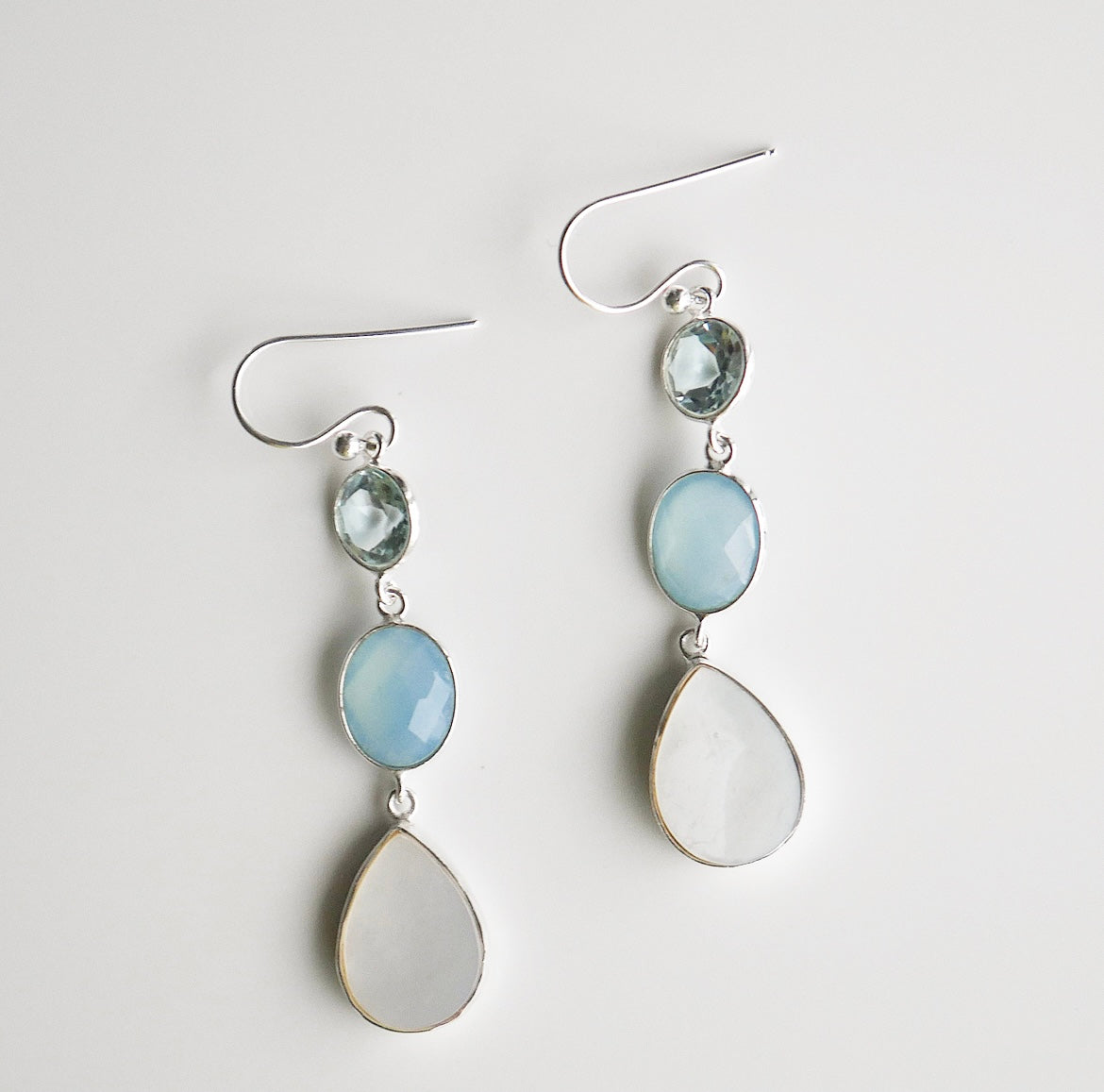 Mermaid Goddess Drop Gemstone and Peal Earrings