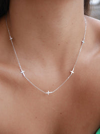 Minimalist Sideways Cross .925 Sterling Silver Necklace