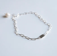 Paper Clip Link Pearl End Bracelet