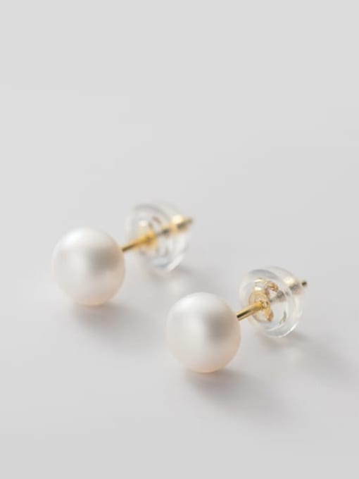 Freshwater Stud Silver Earrings, .925 Sterling Silver Hypoallergenic Nickel Free Cultured Pearl  Earrings