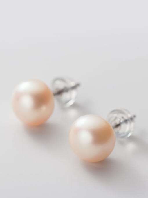 Freshwater Stud Silver Earrings, .925 Sterling Silver Hypoallergenic Nickel Free Cultured Pearl  Earrings