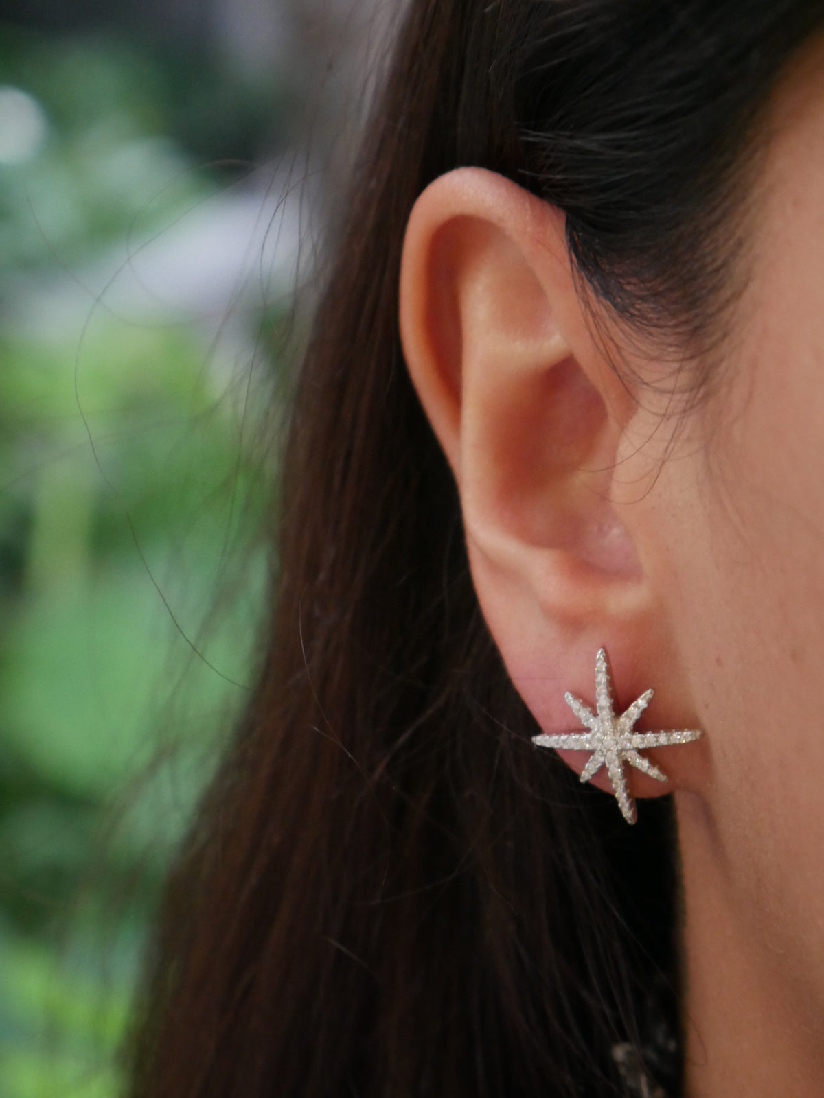 Starburst earrings unique star earrings with diamond cz cubic zirconia white gold waterproof unique large stud earrings influencer style jewelry, Gatsby earrings  Miami trending on isntagram and tiktok famous brands Kesley Boutique