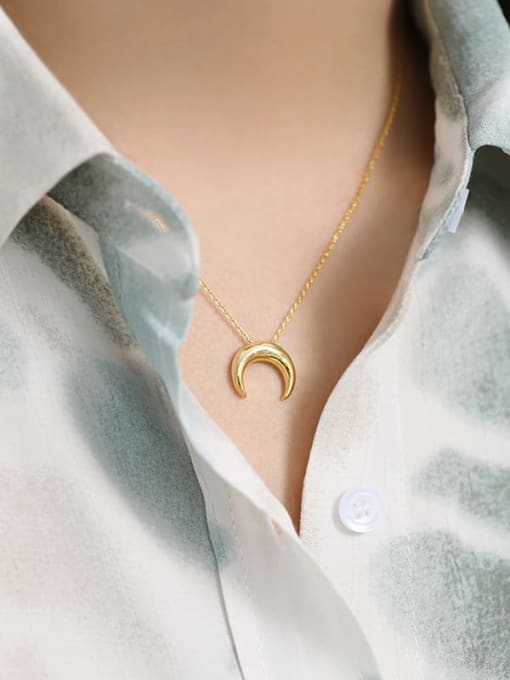 Half moon necklace, gold plated dainty  necklaces, .925 sterling silver plain necklace, waterproof moon necklace, crescent moon necklace, popular necklaces, everyday necklaces, gift idea,   kesley boutique