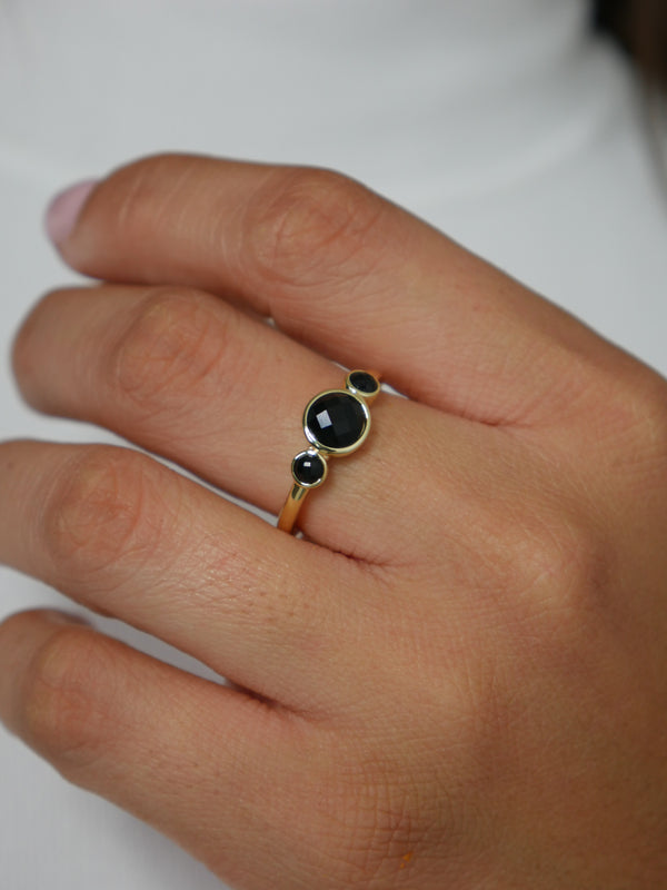 Black onyx ring, real onyx luxury designe rings 14k gold plated sterling silver waterproof unique popular rings Kesley Boutique