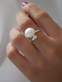 Majestic Freshwater Pearl .925 Sterling Silver Adjustable  Ring