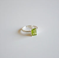 Peridot gemstone ring sterling silver .925 august birthstone ring, princess cut, dainty, popular, trending Kesley Boutique 