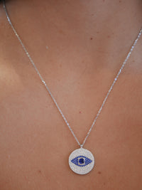 evil eye necklace sterling silver .925 waterproof dainty necklaces for protection. Evil eye statement necklaces designer inspired necklaces for everyday that wont turn green or tarnish. Trending evil eye necklaces for protection Kesley Boutique 