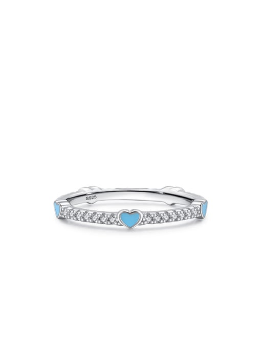 Tiny Heart Colorful Enamel Diamond CZ Ring Band