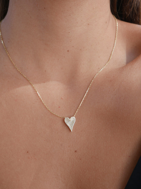 heart necklace, good quality, popular, .925 sterling silver, designer inspired necklaces, pave diamond czs cubic zirconia, simulated diamonds, everyday necklace, popular on instagram, cute necklaces, festival jewelry, mothers day gift, anniversary gift, wedding gift, bridesmaids jewelry and gift ideas Kesley Boutique shopping in Miami