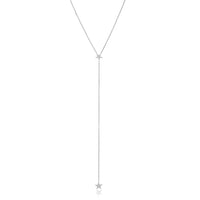 Two Star Miami Y Pave Diamond CZ .925 Sterling Silver Lariat Necklace