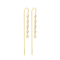 Bubble Diamond CZ Thread .925 Sterling Silver Earrings