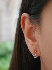 Small earrings, tiny flower dangling earring with ball, plain post earrings studs luxury and designer inspired minimalist earrings. Gift ideas; earrings for sensitive ears hypoallergenic .925 sterling silver. Influencer popular jewelry brands , trending on instagram and tiktok, unique jewelry, top jewelry brands Kesley Boutique