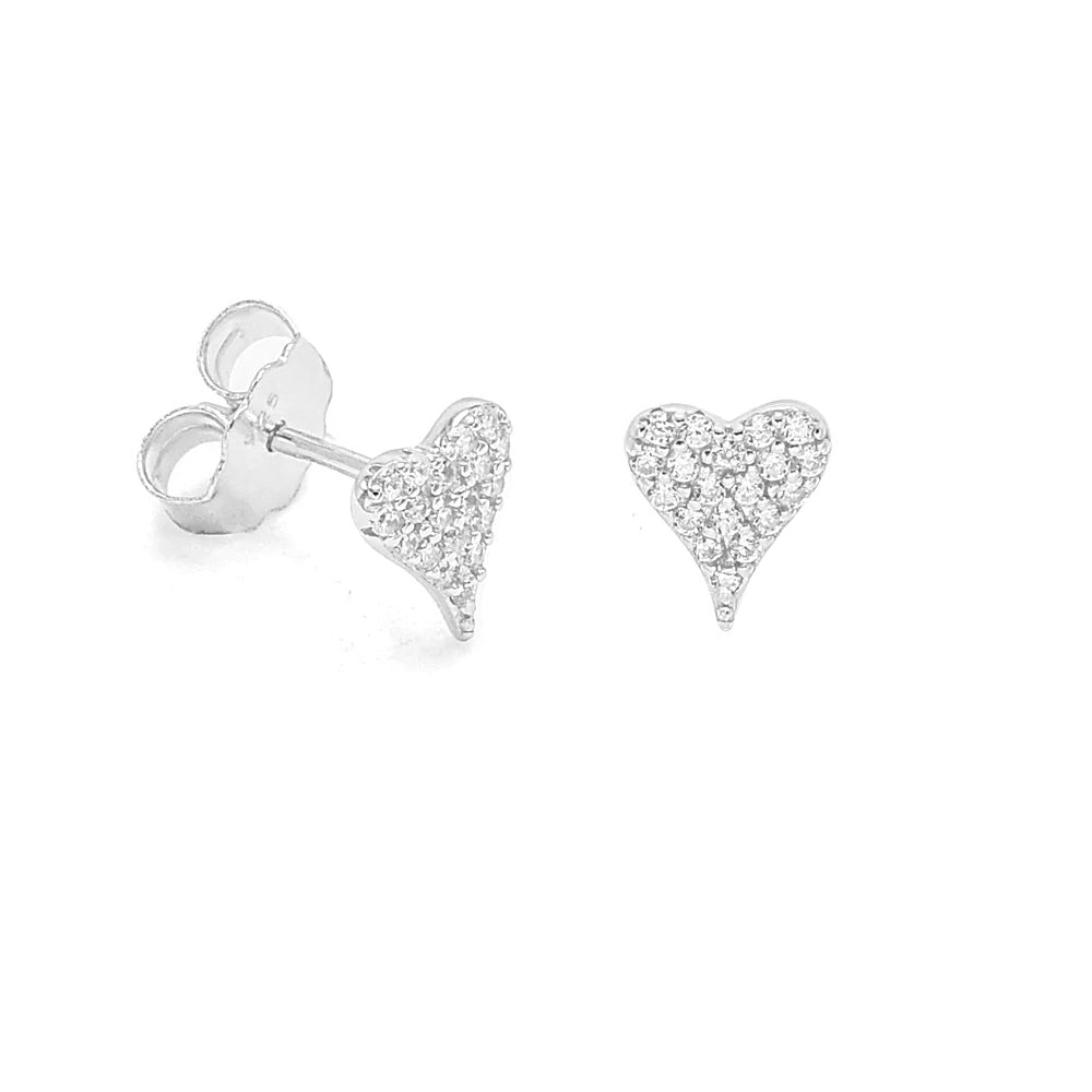 Little Heart Of Mine Pave Diamond CZ Sterling Silver Earrings