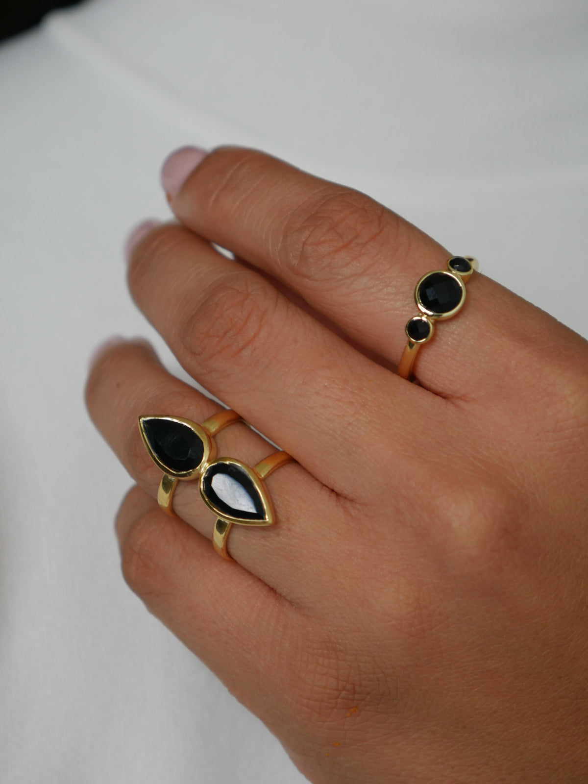 rings, gold rings, gold plated rings, gold onyx rings, Black onyx ring, 14k gold plated, sterling silver .925 waterproof rings, statement designer luxury rings, gucci, prada, ysl, chanel, influencer style rings, trending on instagram and tiktok unique rings, popular rings, real gemstone rings, real black crystals, what is onyx, properties of onyx, jewelry. Kesley Boutique, onyx accessories, fashion jewelry, onxy statement rings, designer jewelry